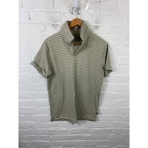 Beach & Barn Women's Wormburner Polo Shirt SHort Sleeve Stone/Seafarer Size M